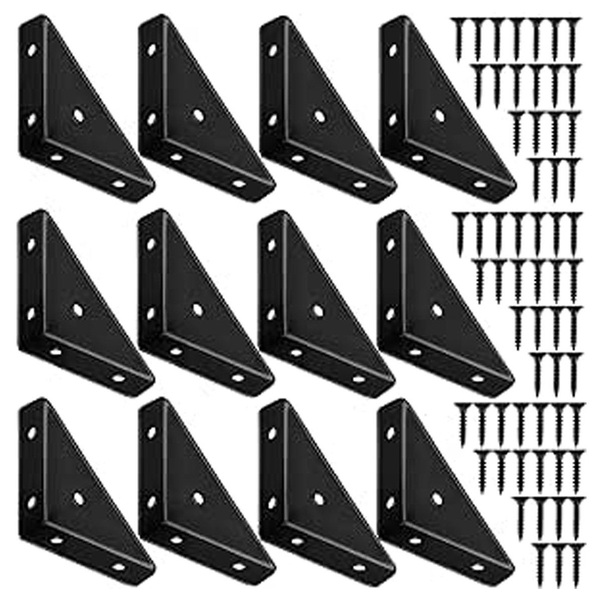 götäzer Winkelverbinder Winkelklammern aus Metall, schwarz, 12 Stück, Stahlklammern, (1-St), 90°-Winkelverbinder Winkelzubehör-Verbindungshalterung