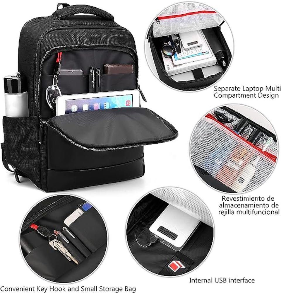 Diyarts Laptoptasche (Multifunktionaler Rucksack, Geräumig mit vielseitigen Stauraum), 15,6-Zoll Laptop-Rucksack aus wasserabweisendem PU-Leder