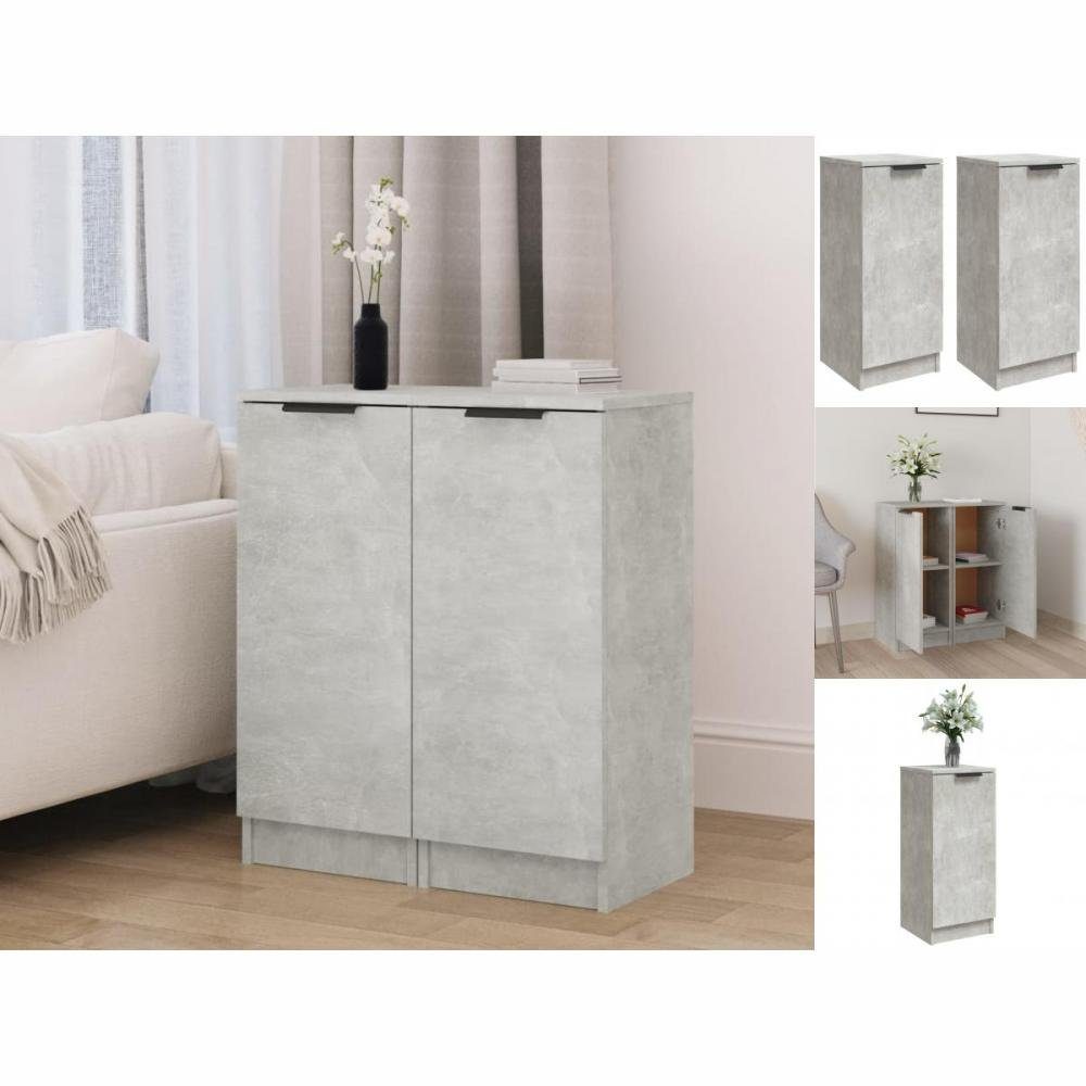 vidaXL Anrichte Sideboards 2 Stk Betongrau 30x30x70 cm Holzwerkstoff