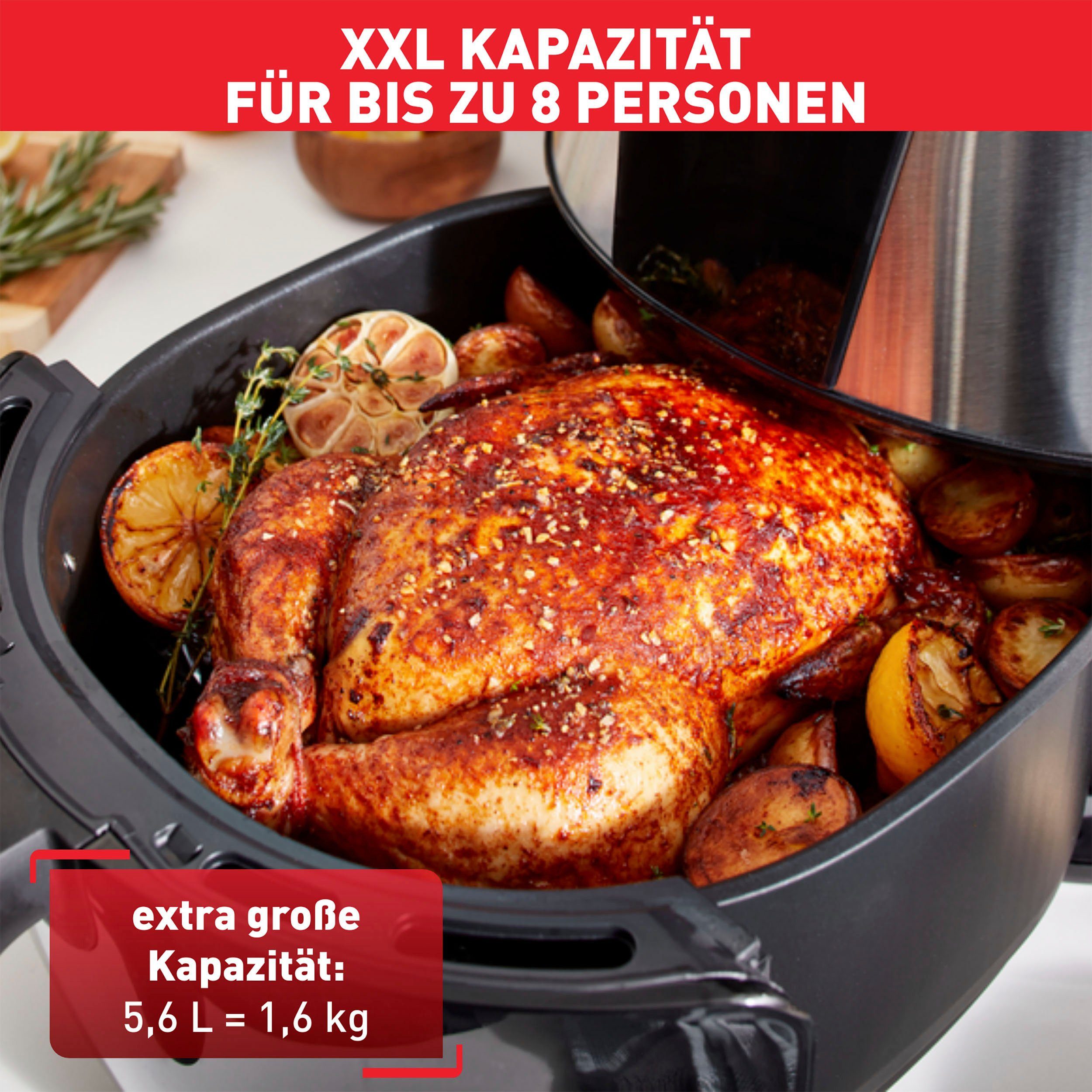 Tefal Heißluftfritteuse EY701D.HERO Easy Fry XXL mit Zubehör-Set, 1850 W, Fassungsvermögen 1,6 kg, Timer, 8 automatische Menüs