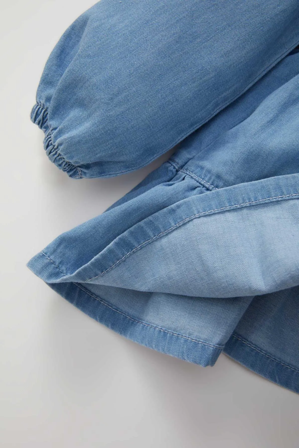 DeFacto  Baby Mädchen Jeanskleid mit weitem Spitzenkragen und langen Ärmeln B8202a524sp