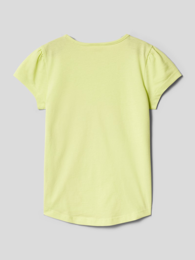 T-Shirt aus Baumwolle mit Paillettenbesatz in hellgelb