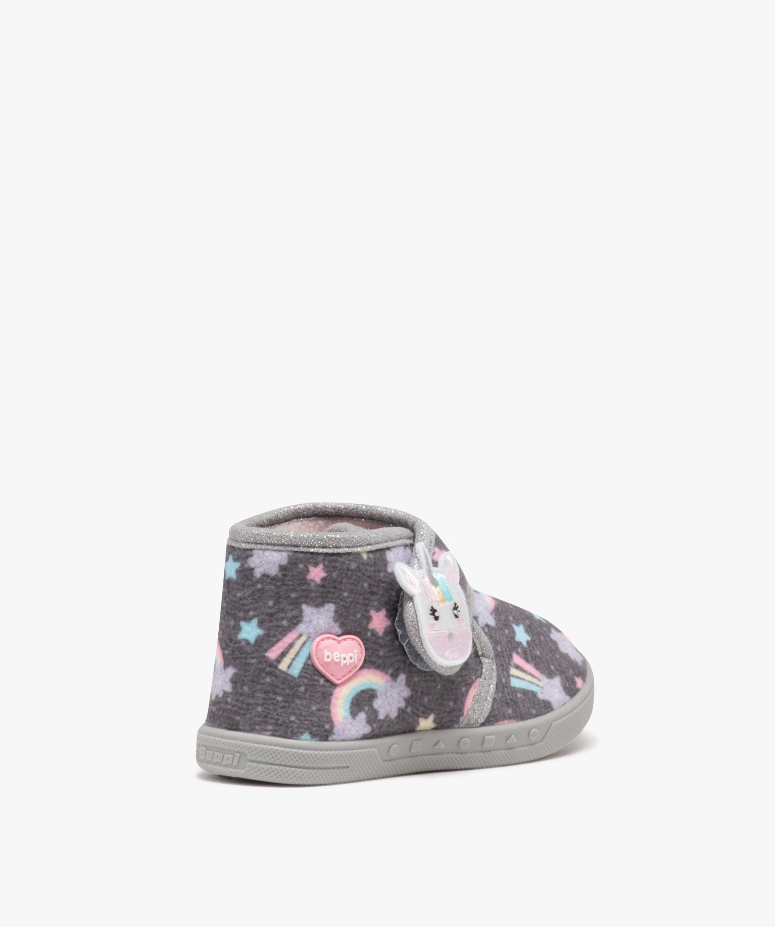 Chaussons bébé fille bottillons à scratch licorne - Beppi gris | GEMO
