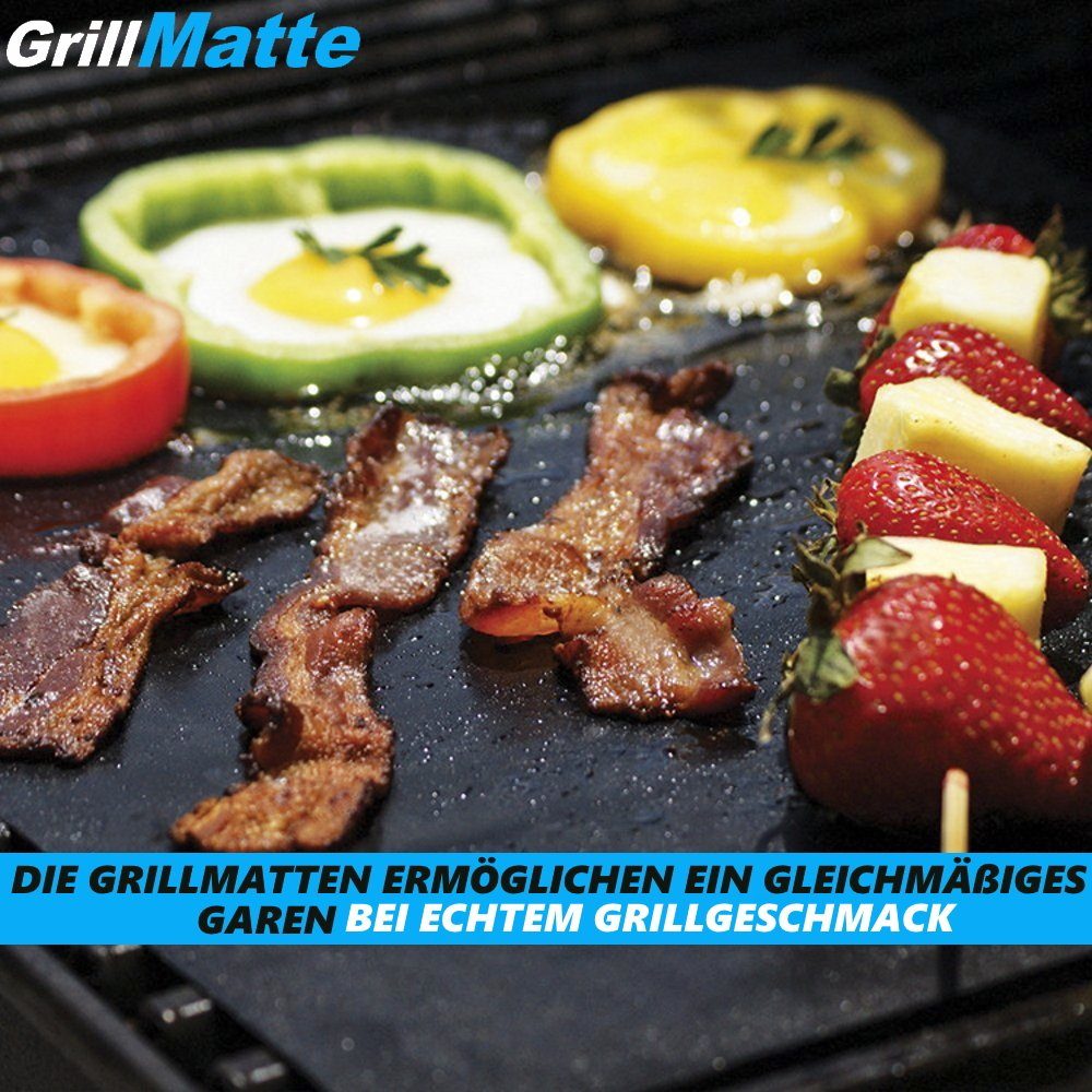 MAVURA Backmatte GrillMatte BBQ Grillmatte Grillen Backoffen Matte Antihaft, (Grillunterlage Backofenmatte Backmatte Ausrollmatte), Dauerbackfolie Backfolie Gasgrill Holzkohle [2er Set]
