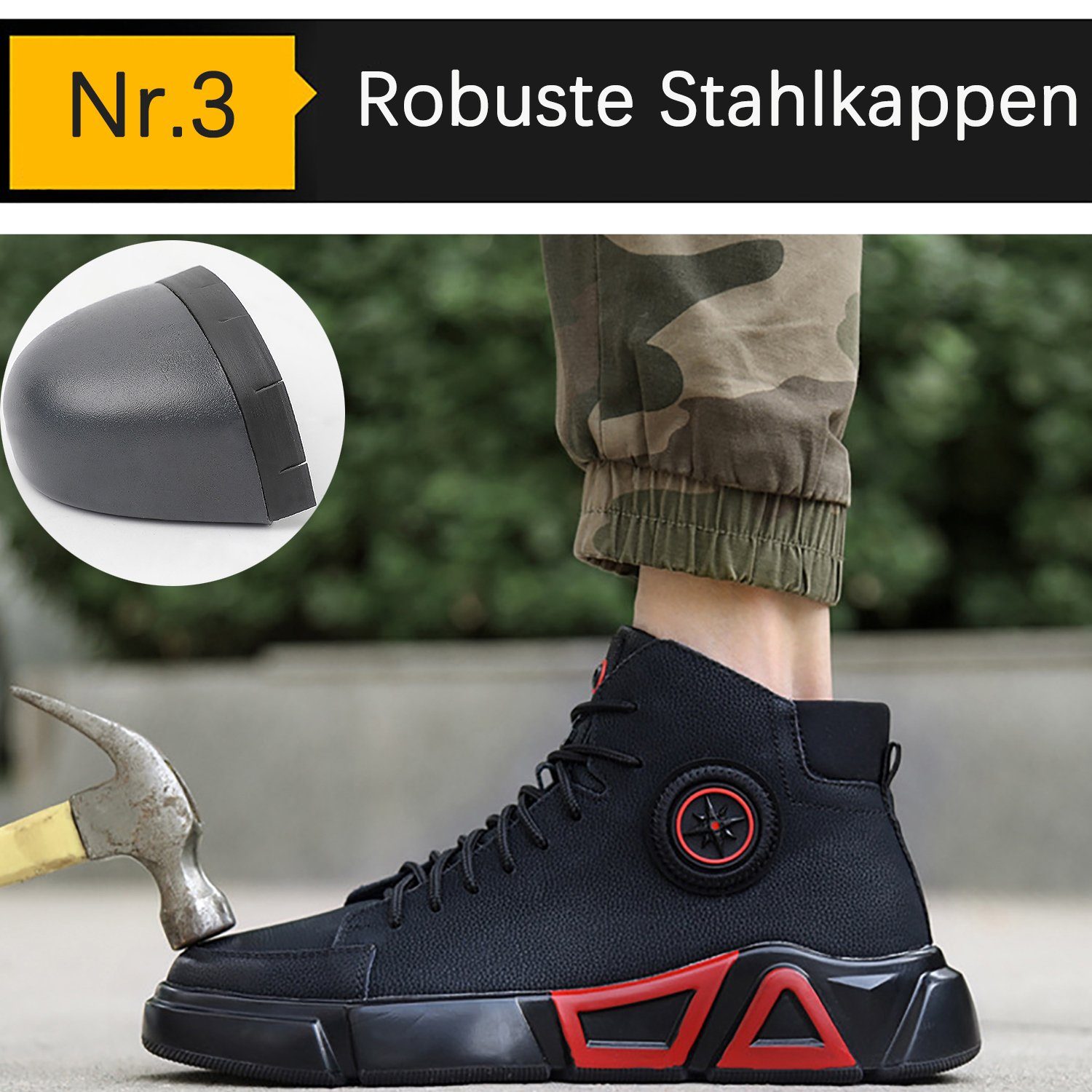 Daisred Wasserdicht Gefüttert Arbeitsschuhe mit Stahlkappe Sicherheitsschuh