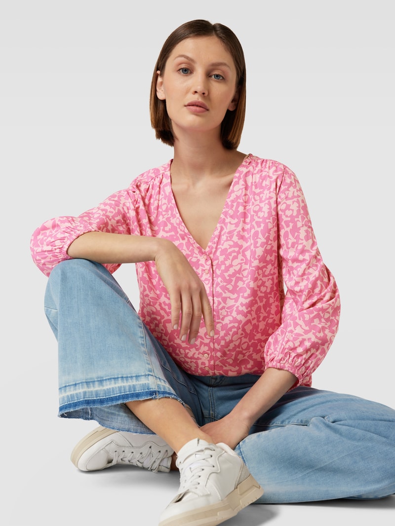 Bluse aus reiner Viskose mit Allover-Muster in pink