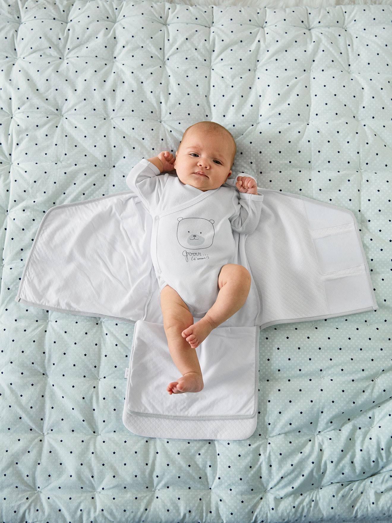 Vertbaudet Baby Pucksack, Einschlagdecke Gr. 1 - weiß sterne