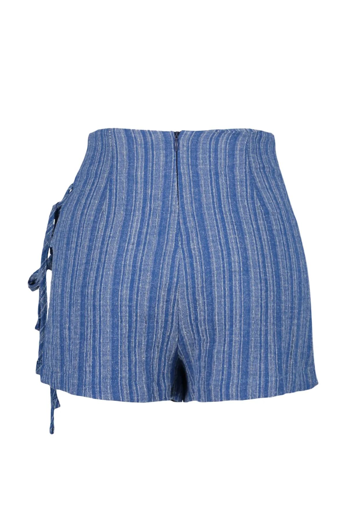 Trendyol Collection  Blauer Shortsrock aus gewebter Leinenmischung mit Bindeband TBESS23SR00044
