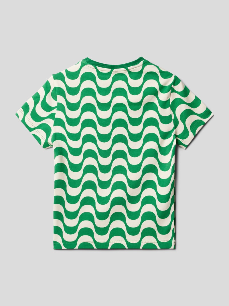 Cropped T-Shirt mit Allover-Muster in grün