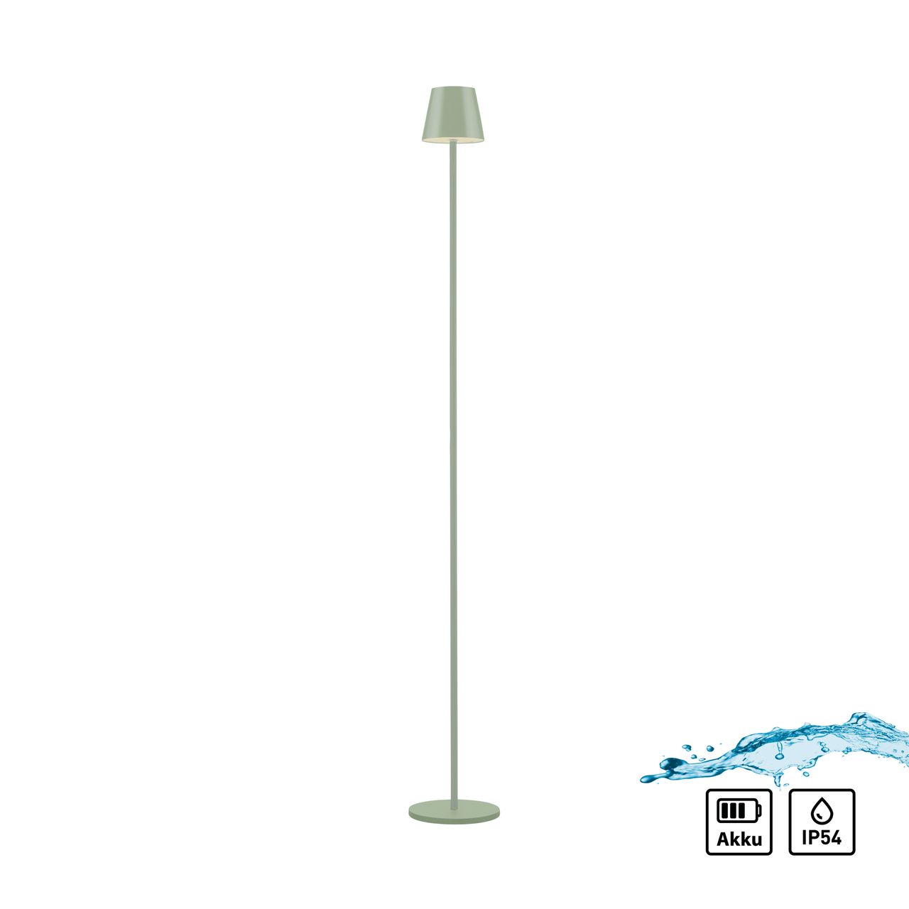 JUST LIGHT Akku-Stehleuchte EURIA, 1x LED-Board/2,50Watt/3000Kelvin, IP54, Grün