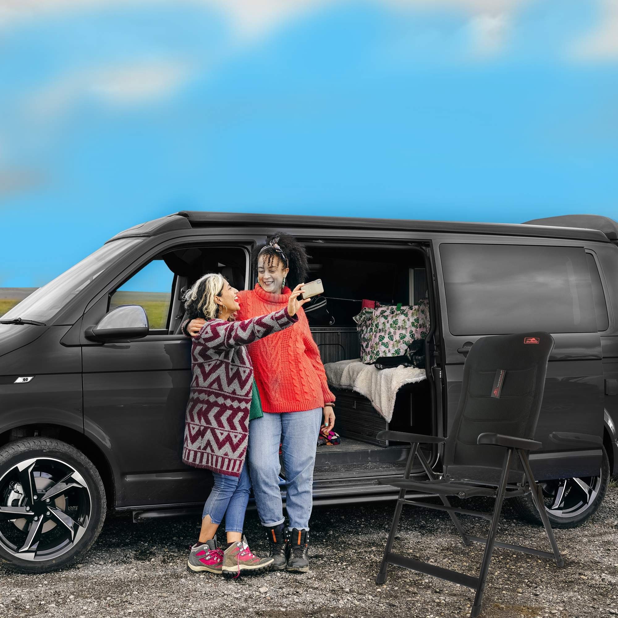 osoltus Campingstuhl osoltus Alu Camping Klappsessel Hochlehner 3D Soft Touch Black Magic