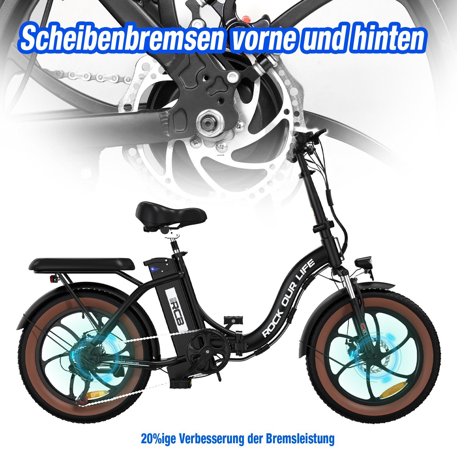 RCB E-Bike RK6S 20 ZOLL, 7 Gang Shimano, 250W Heckmotor, 20