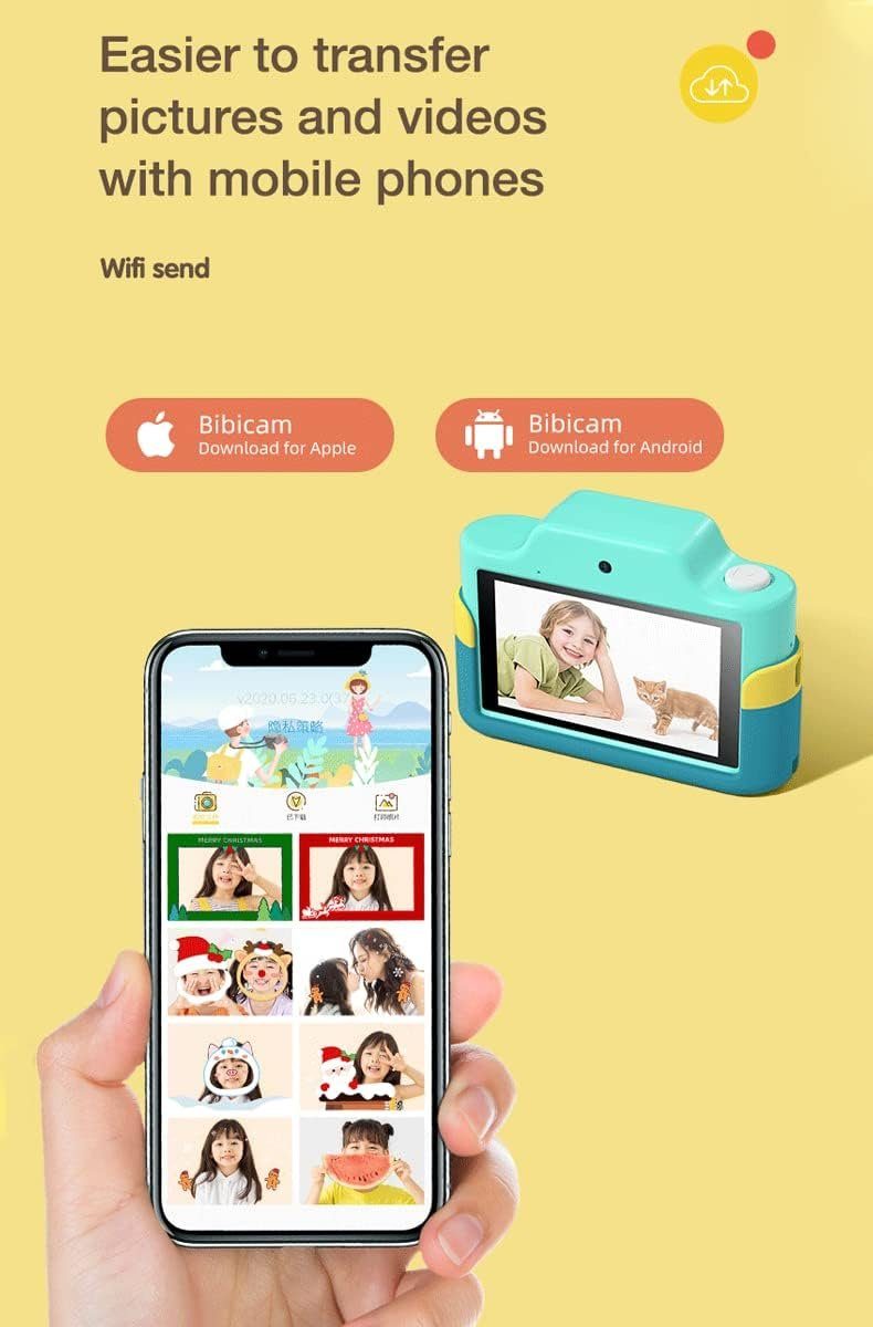 A Ade 48MP 1080P WiFi Digitalkamera Kinder mit 3 Zoll Berührbarem Bildschirm Kinderkamera (inkl. Dual Kamera, Datenkabel-Schlüsselband, 32GB TF-Karte)