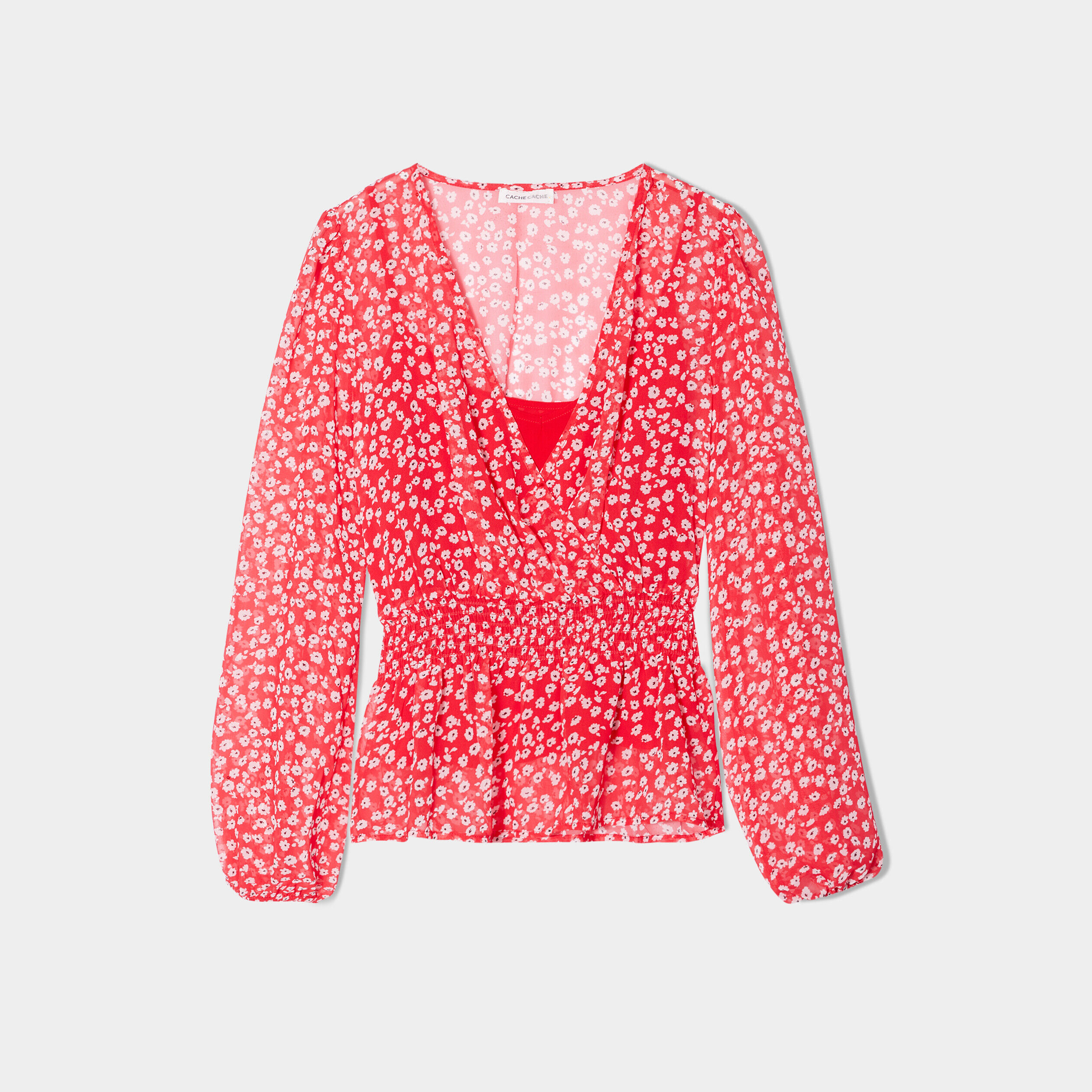 Blouse manches longues rouge clair femme | Cache Cache