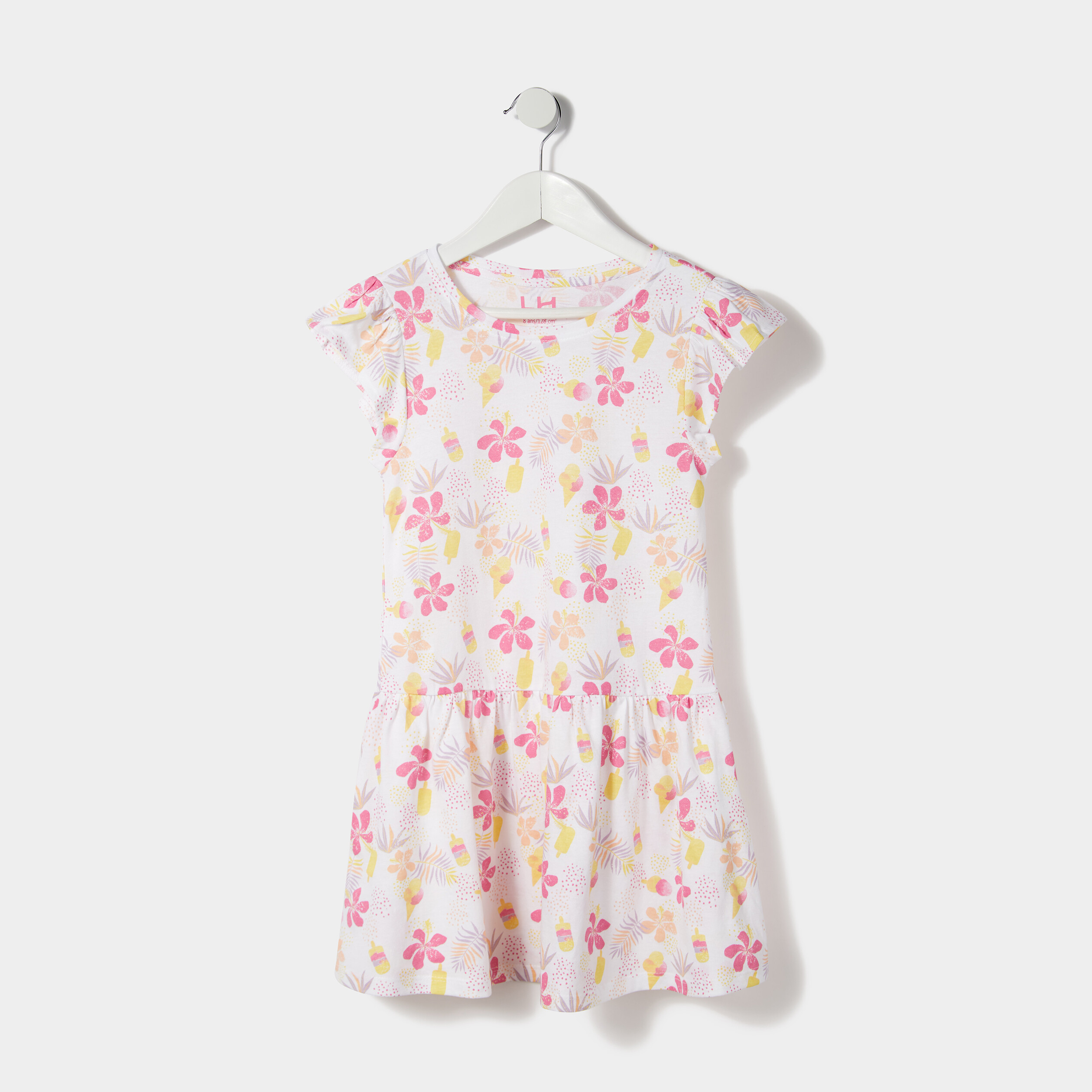 Robe courte évasée à volants blanc fille | La Halle