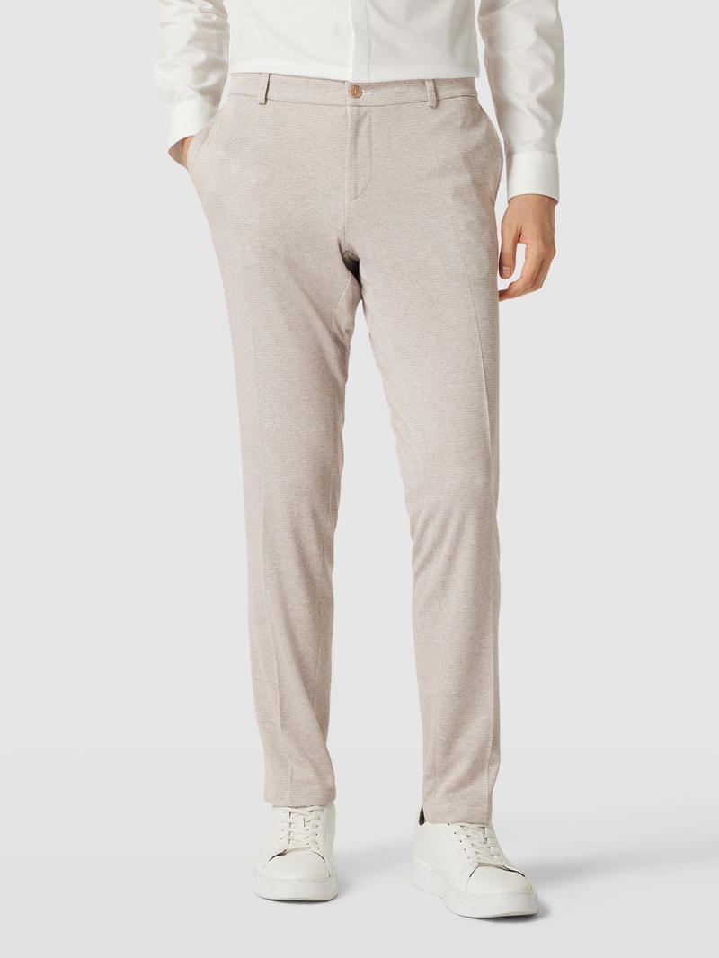 Stoffhose mit Strukturmuster in beige meliert