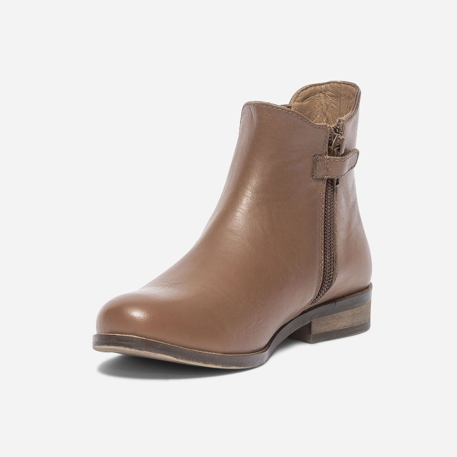 Chelsea boots camel en cuir avec élastique doré