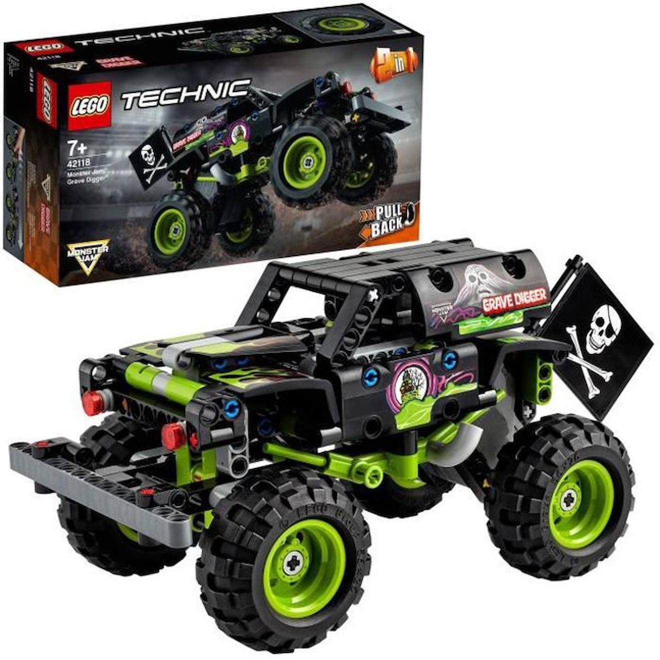 LEGO® Technic 42118 Monster Jam Grave Digger, Jouet Truck, Buggy, Cascade Voiture, 7 Ans noir