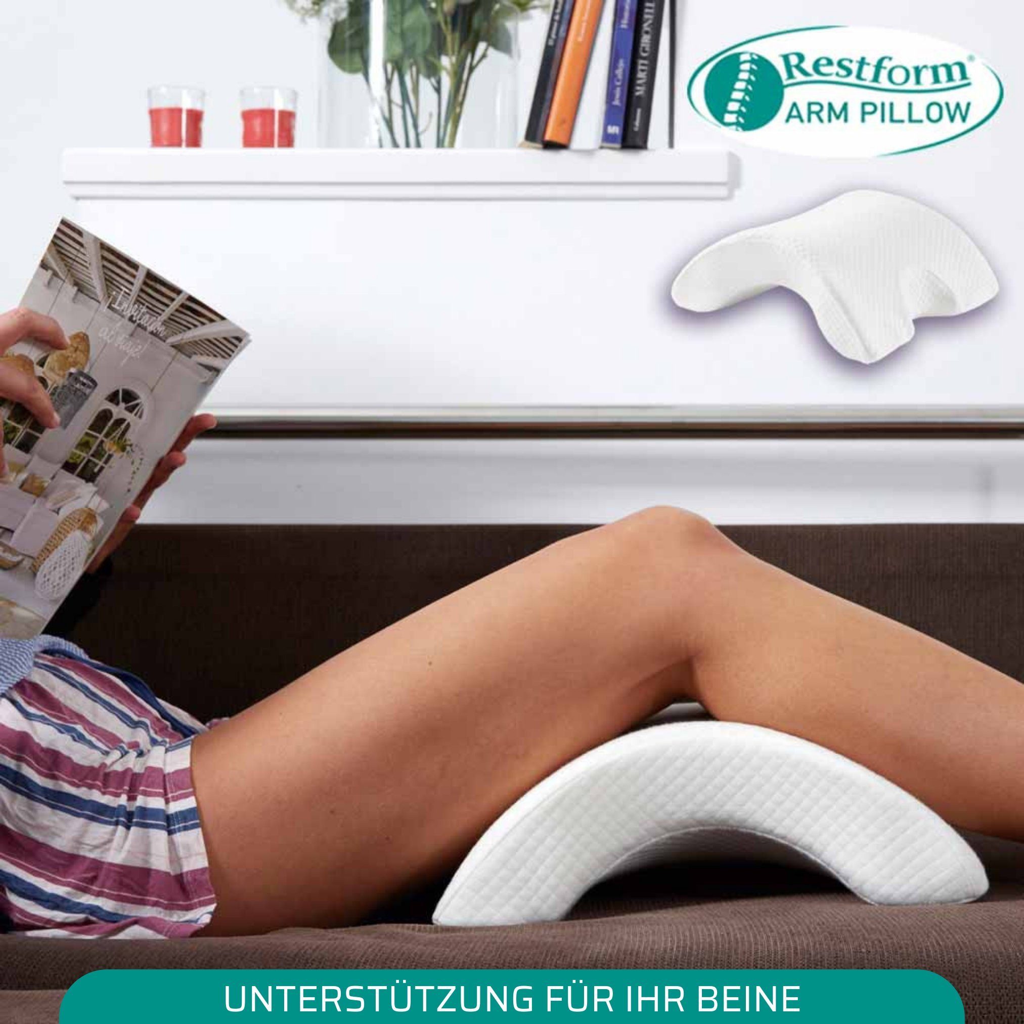 Nackenstützkissen Arm Pillow - Memory Foam Kissen, Arm Kissen, Restform®, Füllung: 100 % Polyester, Bezug: waschbar, Seitenschläfer, Rückenschläfer, Bauchschläfer, Spar-Set, 1er oder 2er Pack, sensible Unterstützung für den Hals, Rücken, Knie und Hüf