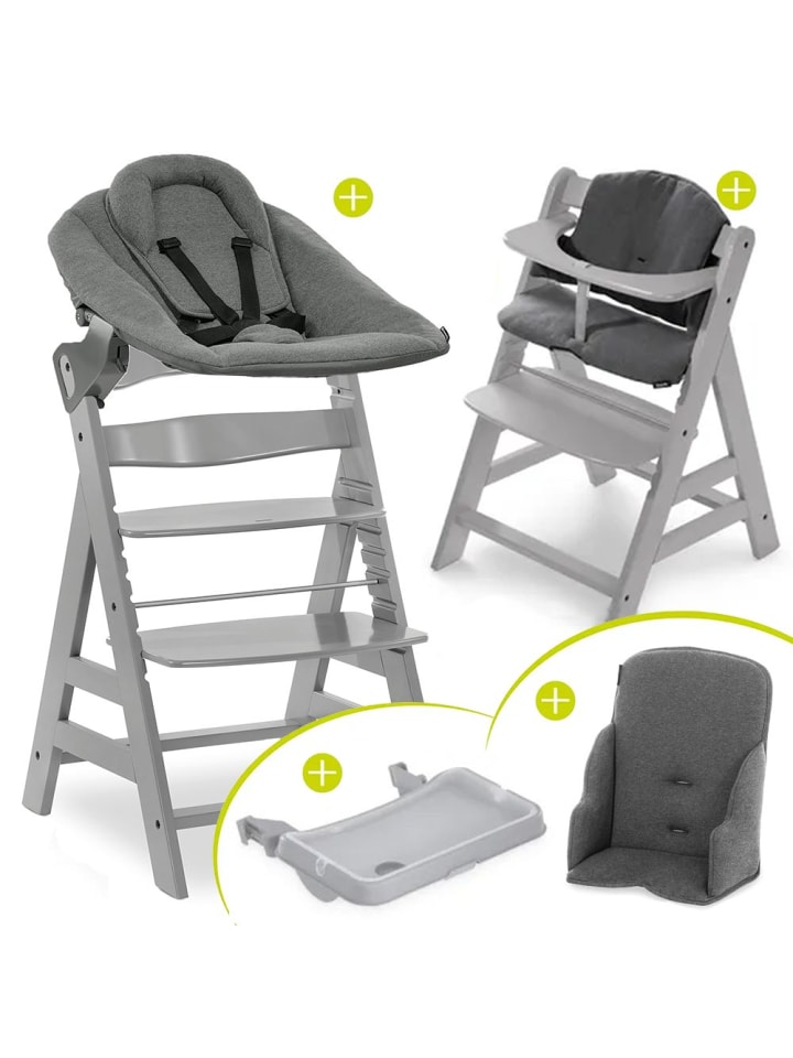 Hauck Alpha Plus Grey XXL Newborn Set - Hochstuhl   2in1 in grau günstig kaufen onesize