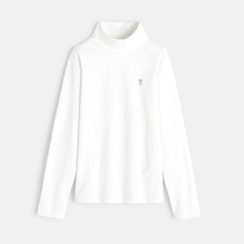 T-shirt col roulé blanc fille