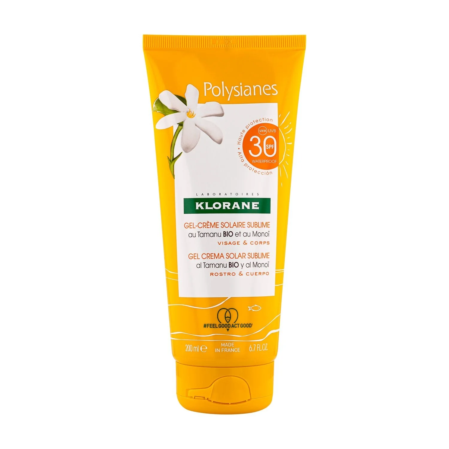 Polysianes Sublime Sun Gel-Cream SPF30 με Βιολογικό Ταμανού και Μονόι - Αντηλιακή κρέμα σώματος υψηλής προστασίας, Αντηλιακό τζελ σώματος υψηλής προστασίας, Αντηλιακή κρέμα προσώπου υψηλής προστασίας.