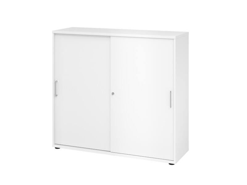 Hammerbacher V1753S/W/W/BSDEAUFB Schrank Spanplatte 4 Fachböden Weiß Mit Aufbau