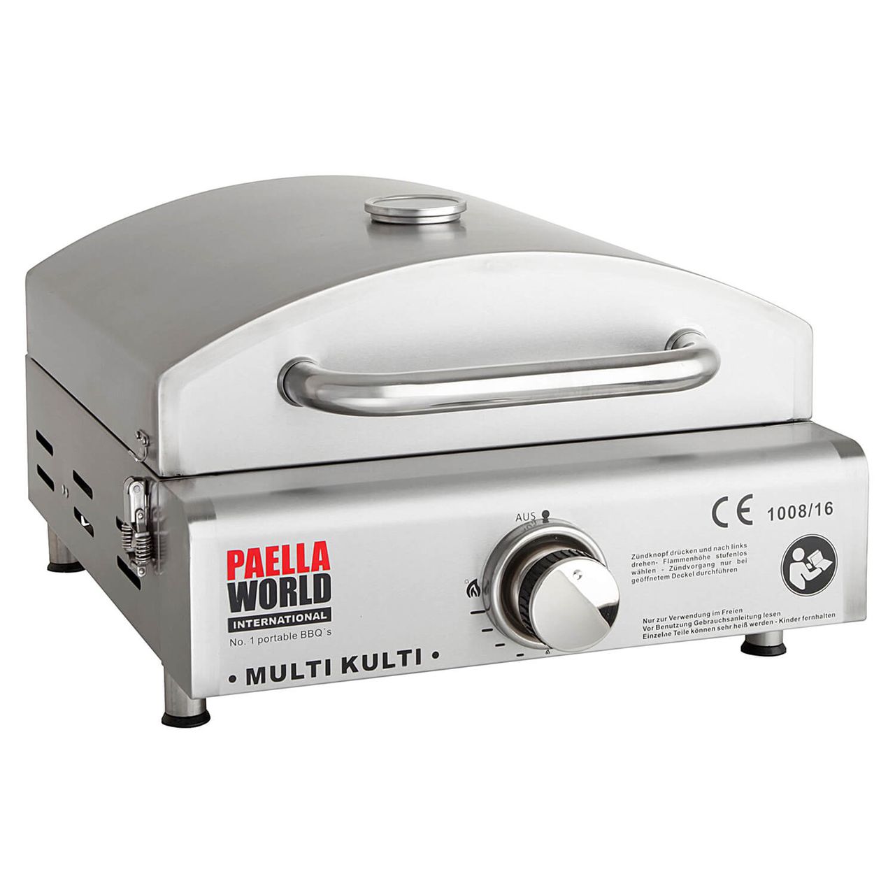 PaellaWorld International Paella World Multi-Kulti® portabler Grill-Pizzaofen 42x51x25cm, 8.5kg, 3.8kW, Edelstahl, Zubehör