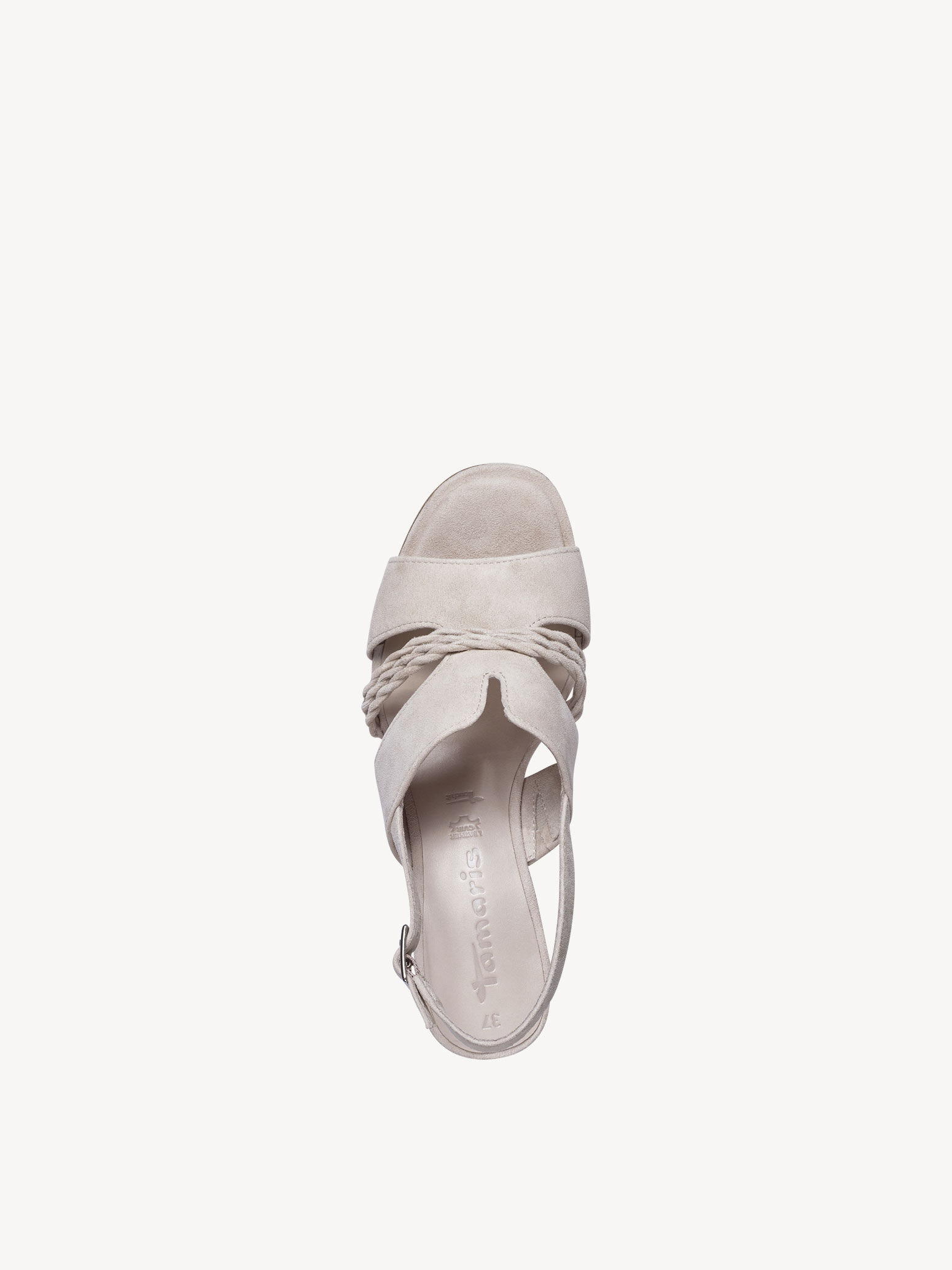 Sandale à talon en cuir - beige