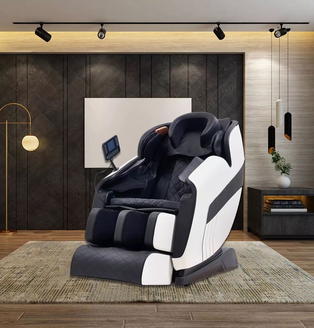 Happy Home Happy Home Elektrischer Massagesessel mit Kopfstütze & Airbag, Schwarz / Off-white