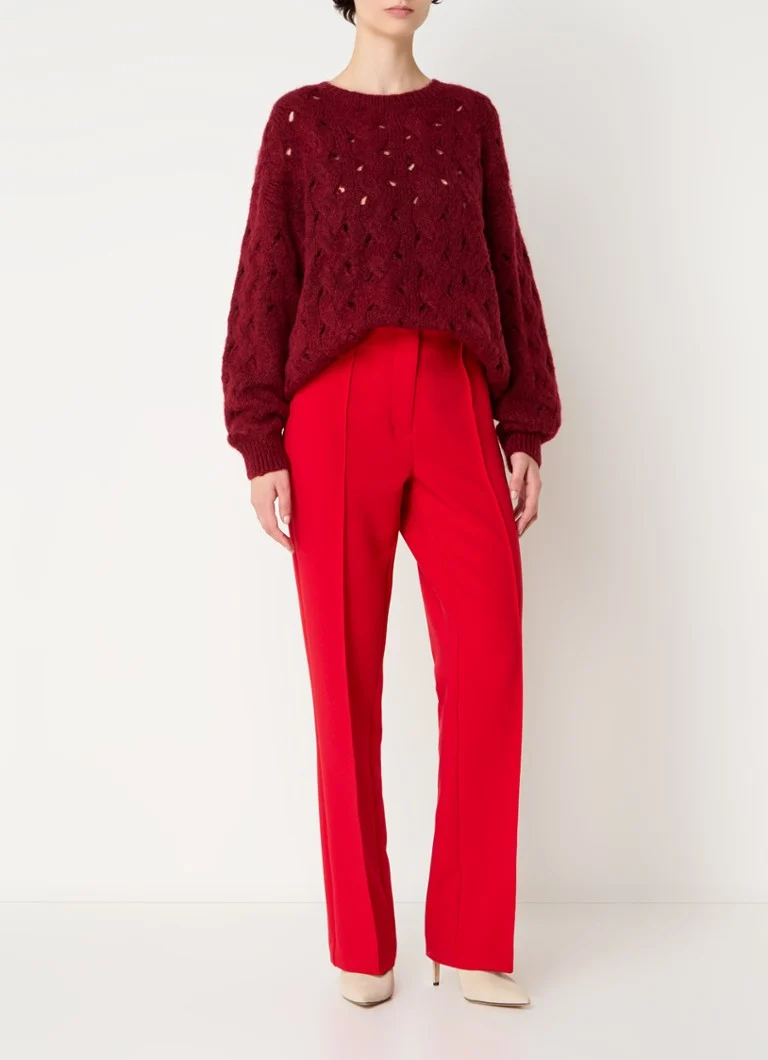 Expresso Cable-knit sweater in wool blend with openwork design