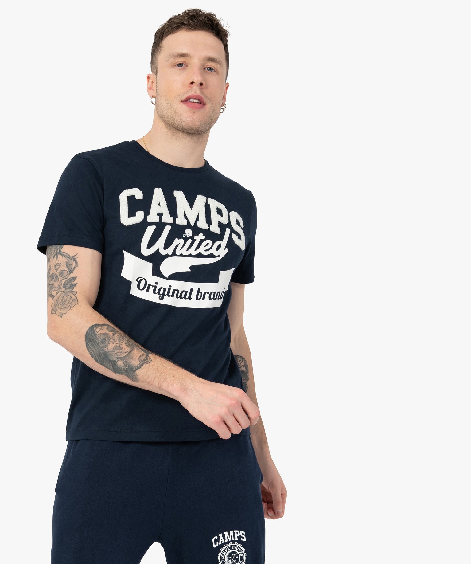 Tee-shirt homme à manches courtes avec inscription – Camp... bleu | GEMO