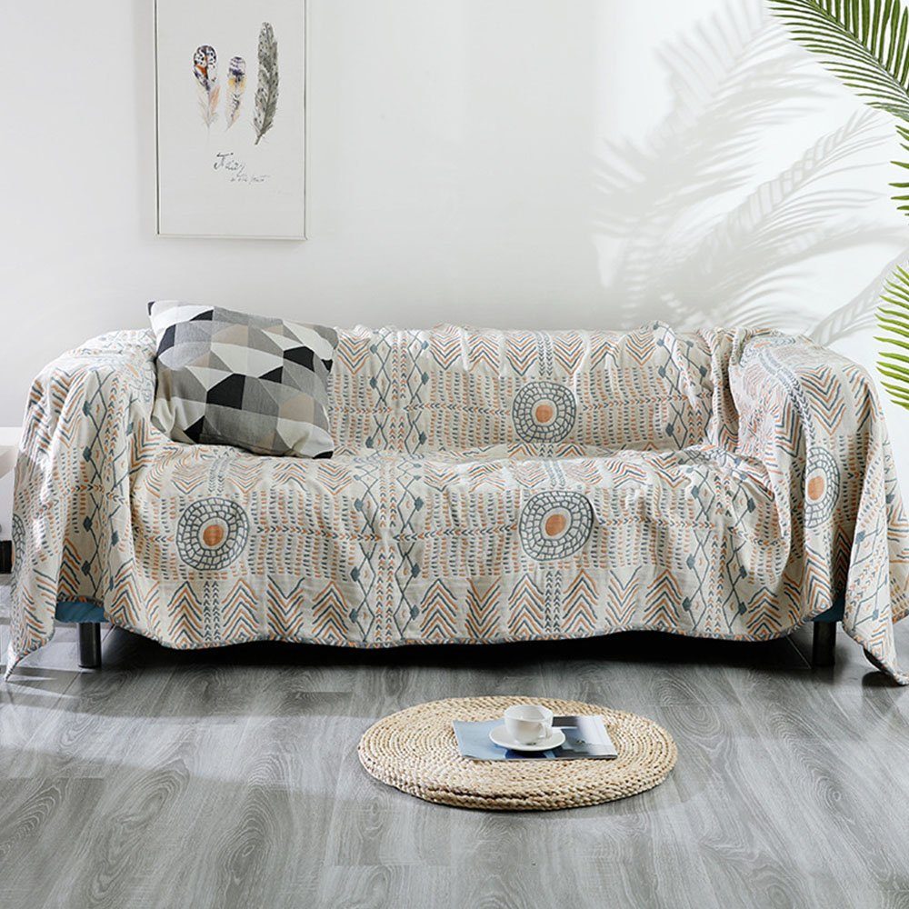 Baumwollbettdecke, Decke Baumwolle mit Fransen Doppelseitig150x230cm Sofa Blanket Cover, FELIXLEO