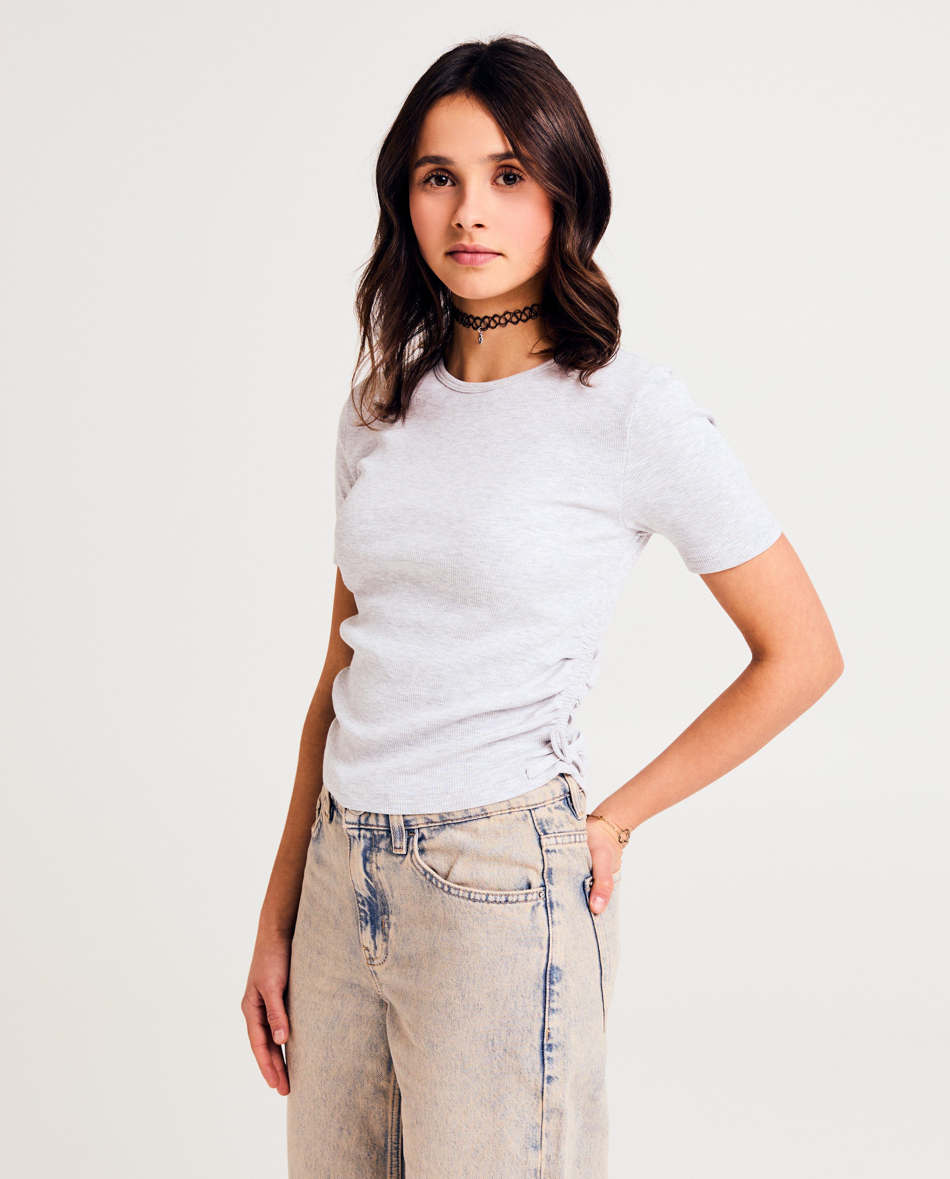 Tricou Groggy cu model cu nervuri fine gri deschis