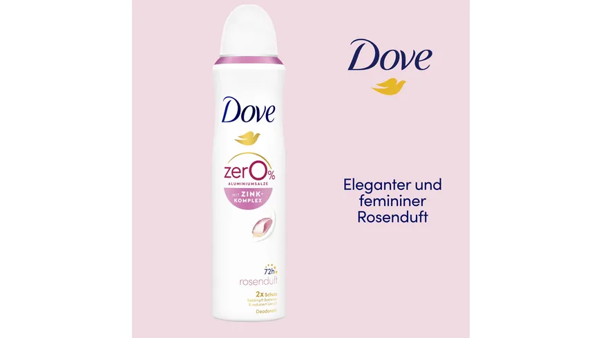 Dove Deodorant-Spray mit Zink-Komplex Rosenduft 0% Aluminiumsalze 150 ml