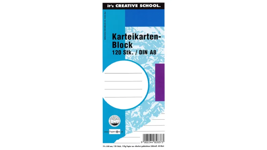 PAPERZONE Karteikartenblock A8 liniert weiss 120 Stück