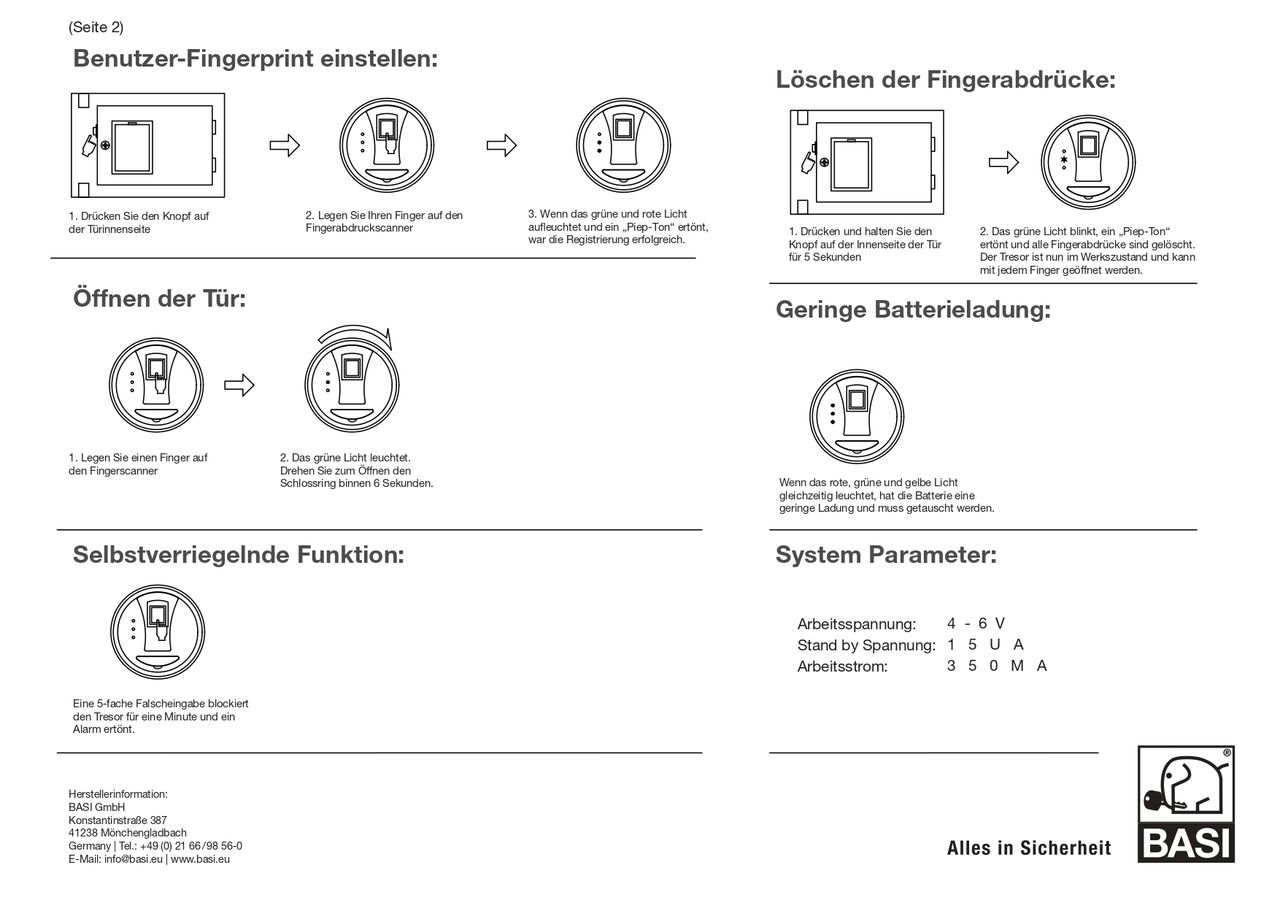 Basi Elektronik-Möbel-Tresor - EMT 250 - Fingerprint