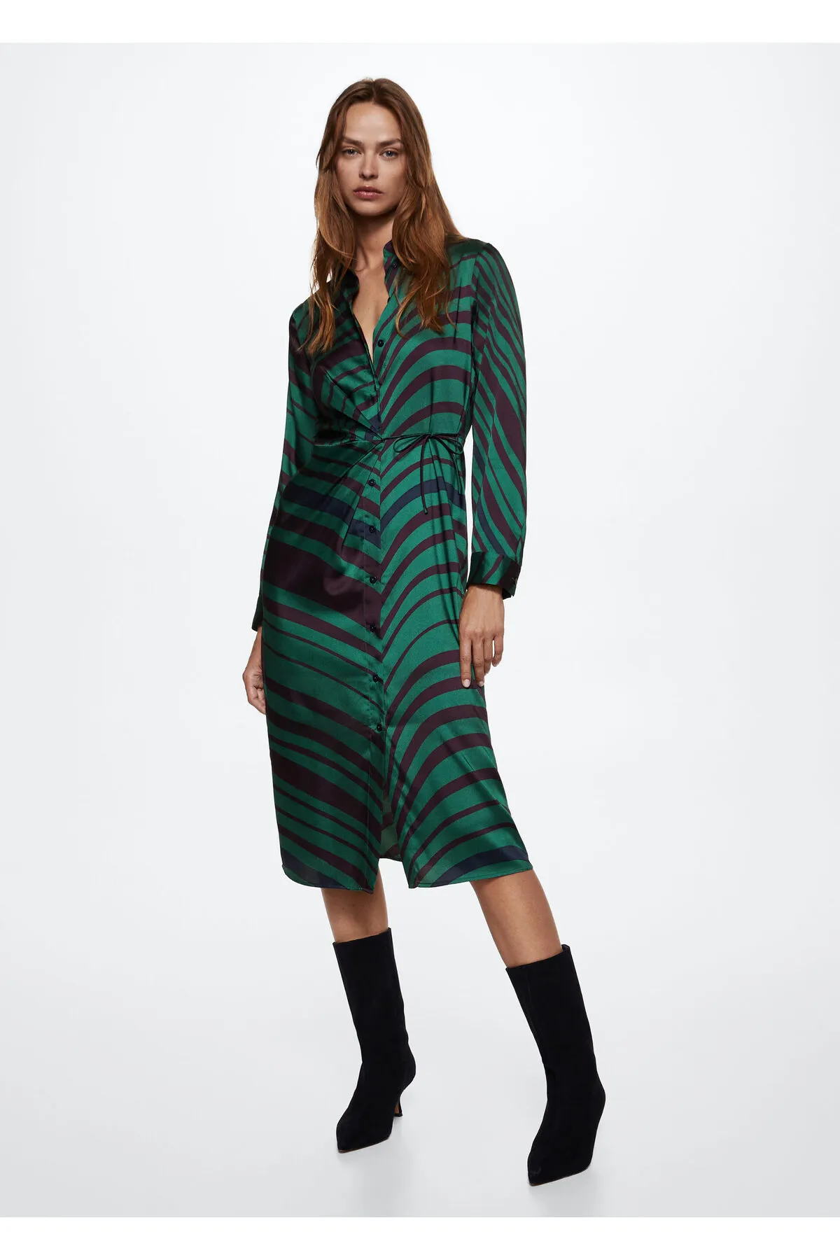MANGO  Grünes Damenkleid 37065967