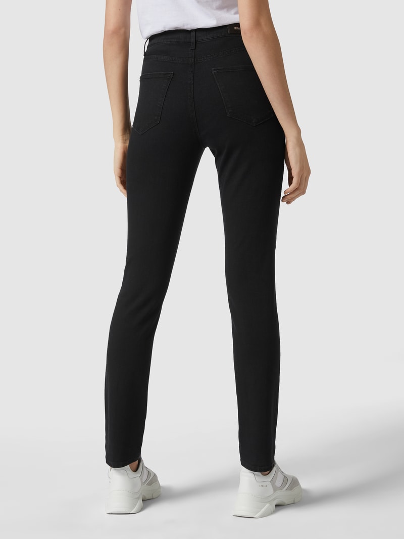 Jeans mit Label-Patch aus Leder Modell 'Carola' in schwarz