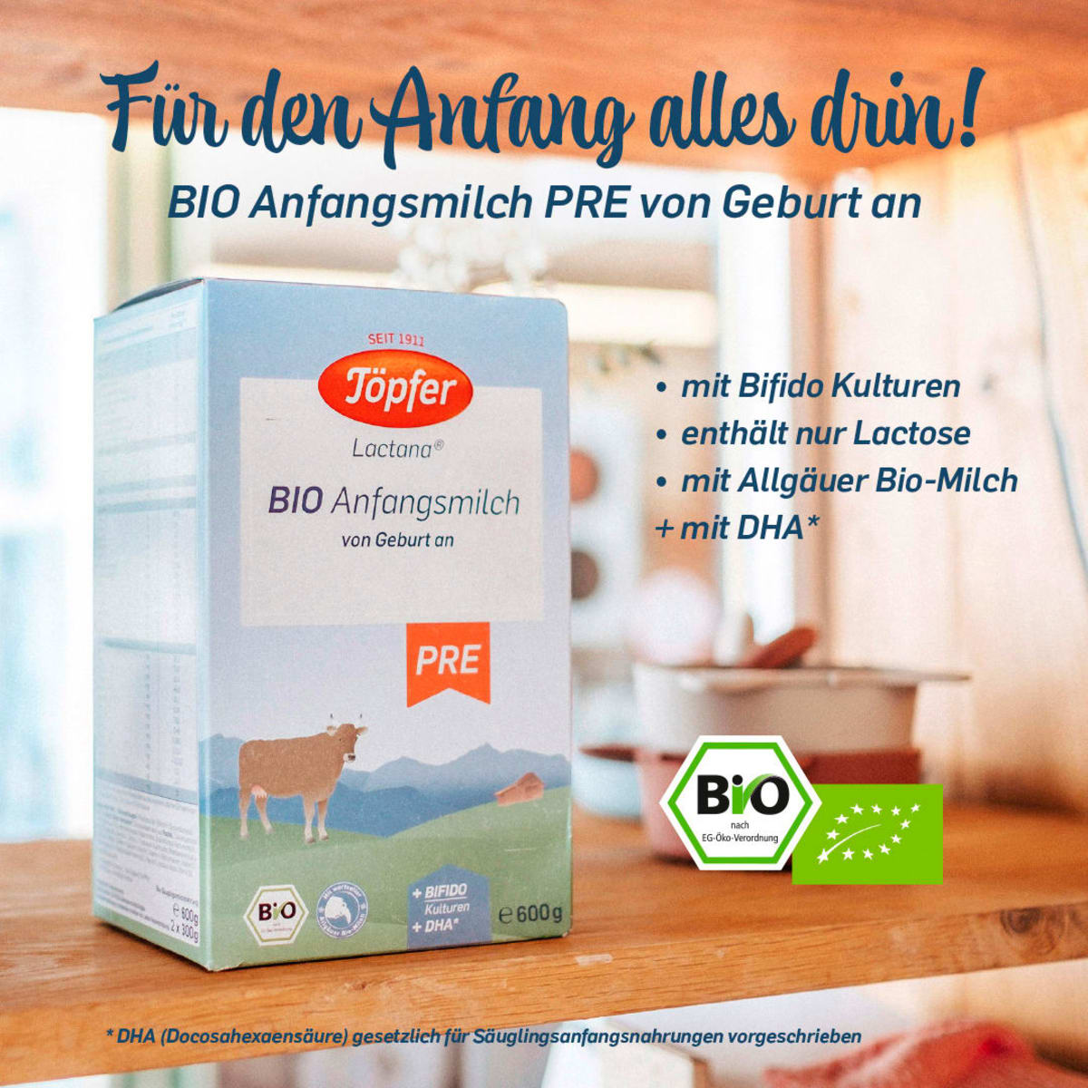 Anfangsmilch Pre Bio von Geburt an, 0,6 kg