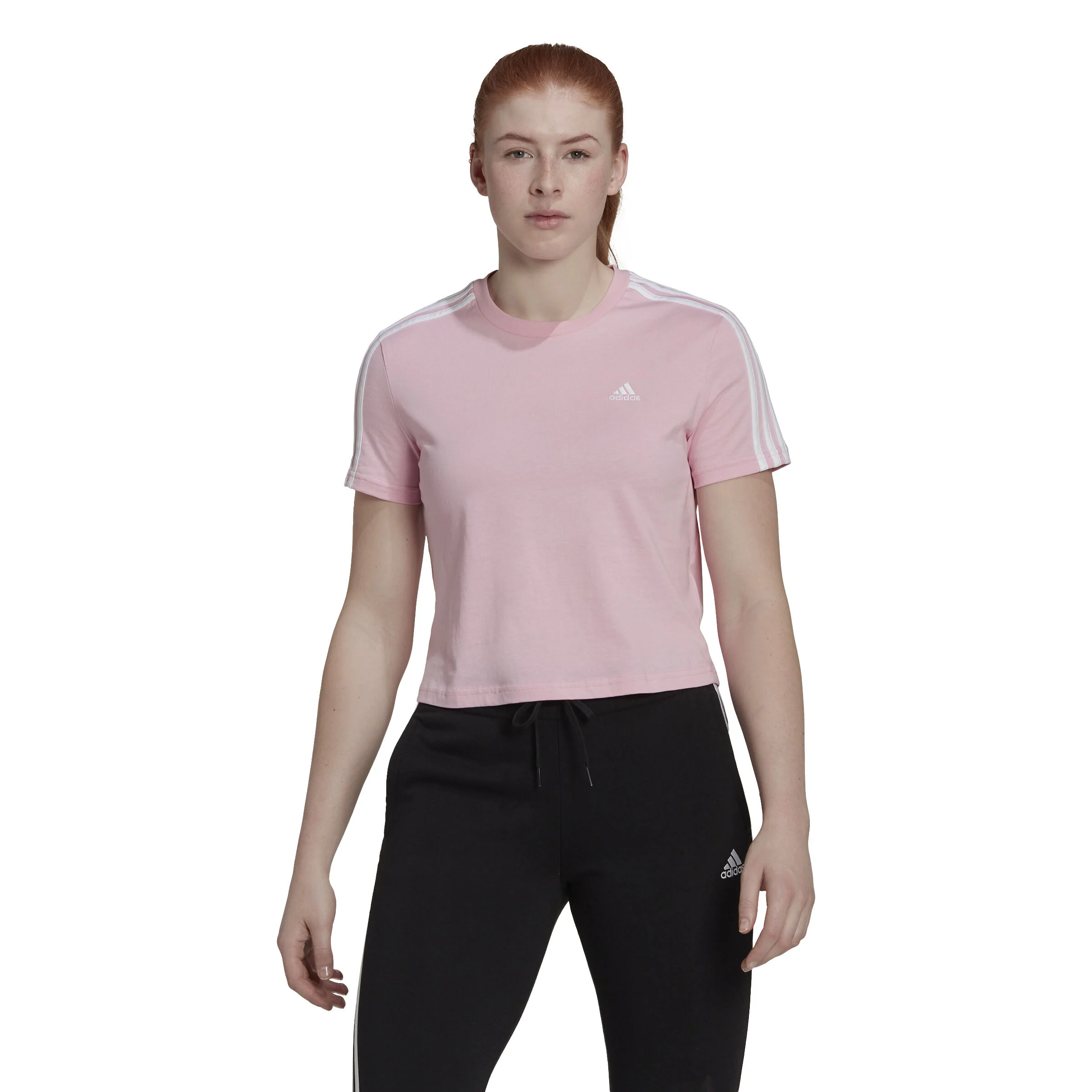 3 Stripes Cropped T-Shirt Damen - Pink