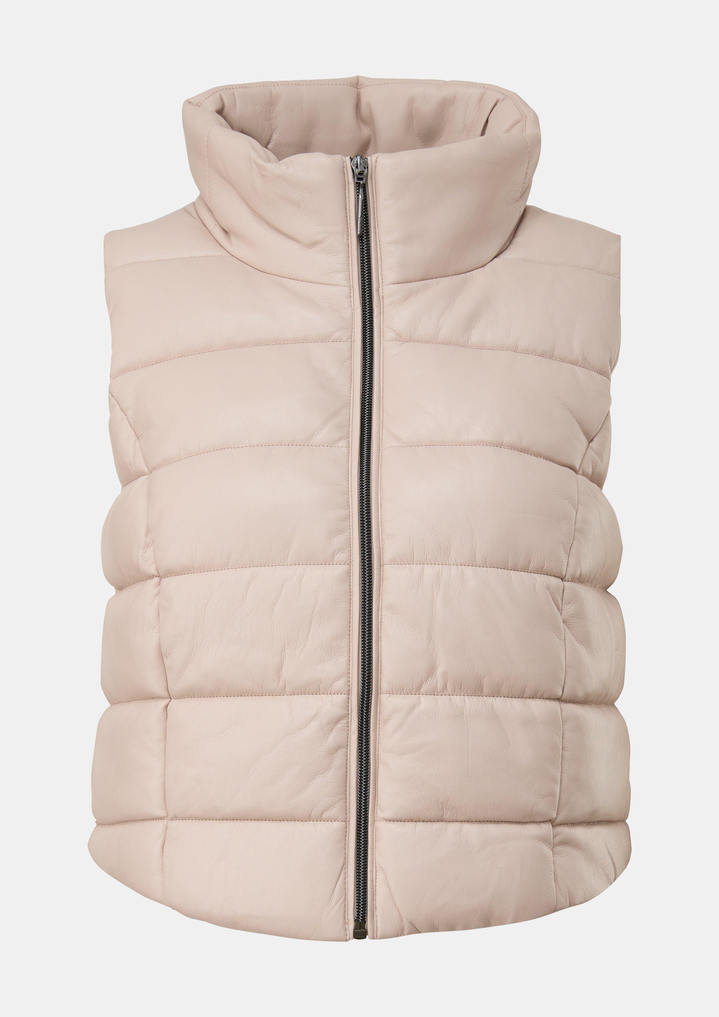 Gesteppte Weste aus Lederimitat - beige