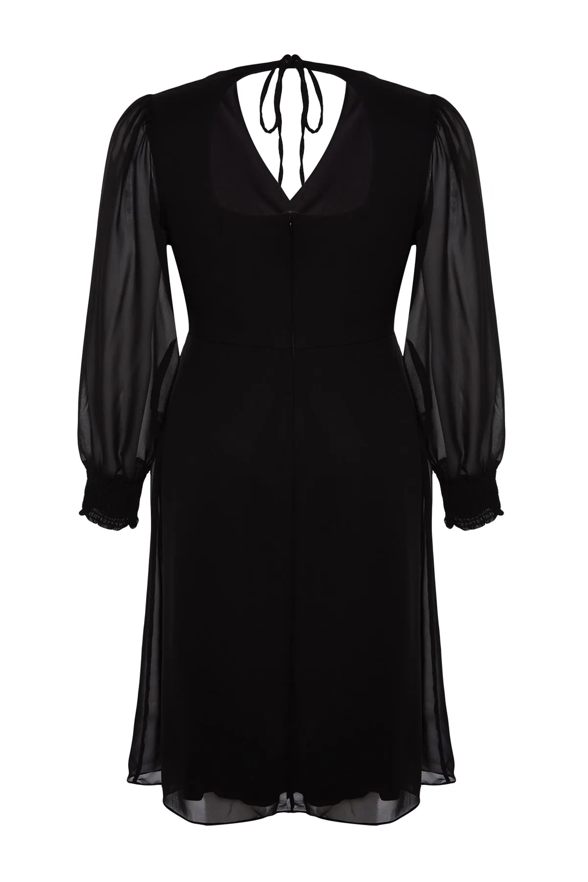 Trendyol Curve  Schwarzes gewebtes A-Linien-Kleid mit Schlitzdetail TBBAW24AH00040