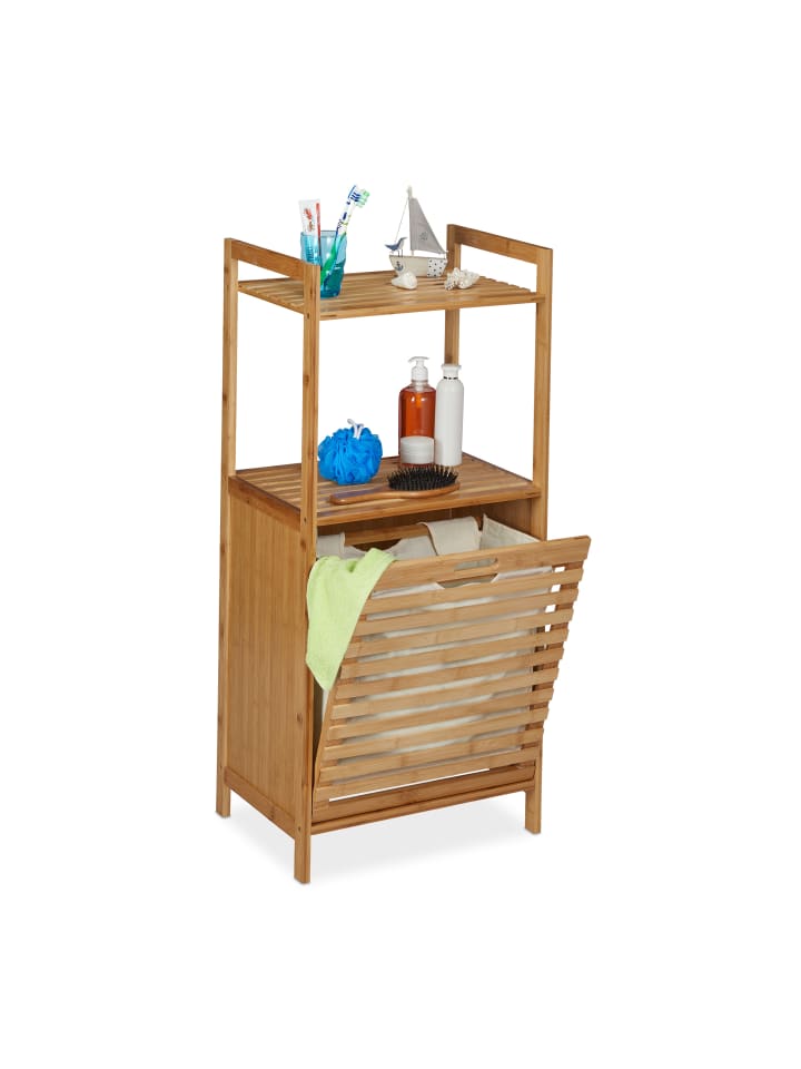 relaxdays Wäscheschrank mit Wäschekorb Bambus günstig kaufen onesize