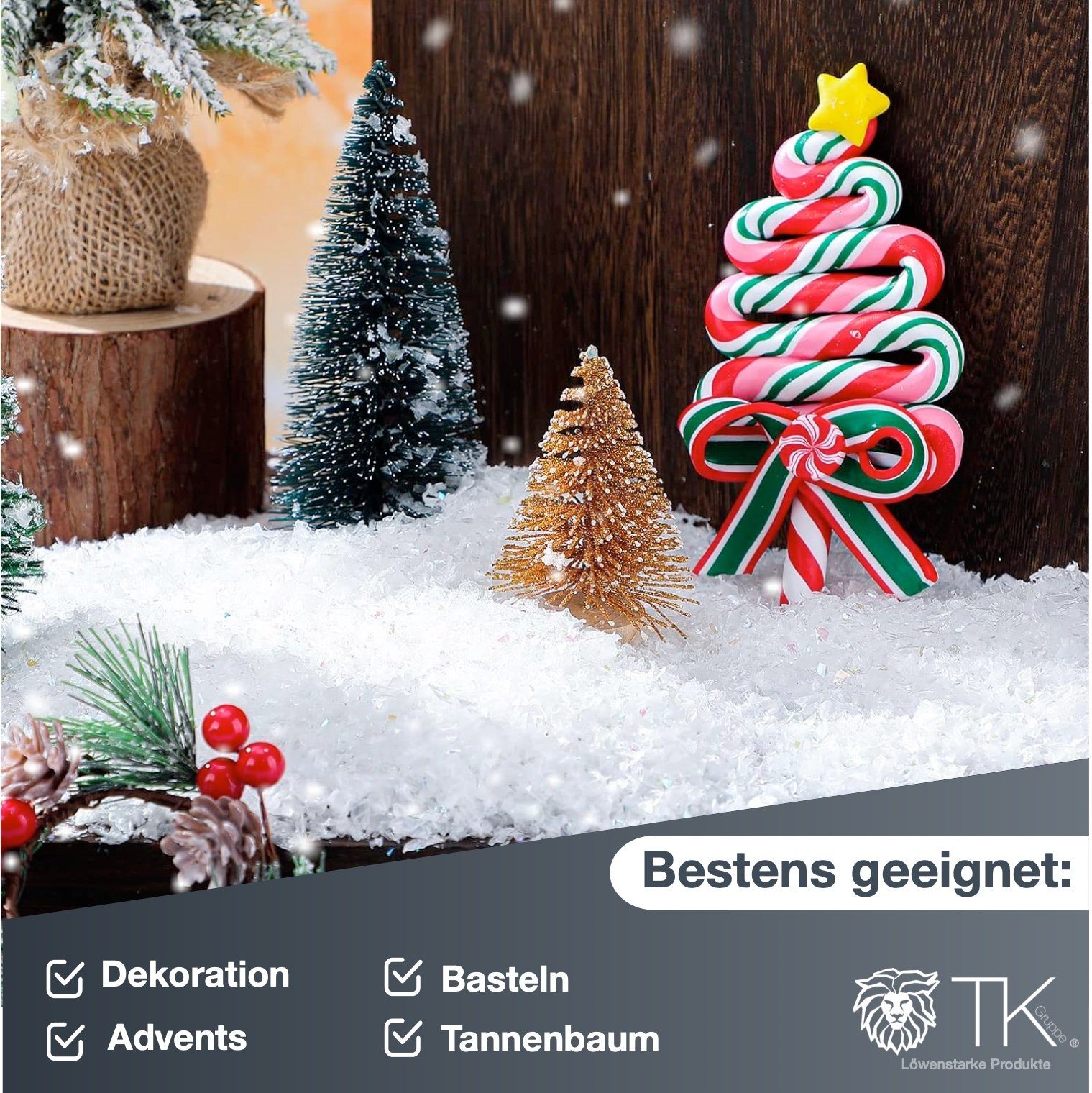 TK Gruppe Dekosteine 5x Kunstschnee Dekoschnee Streuschnee im Beutel Winterdeko Schnee, (5-St)