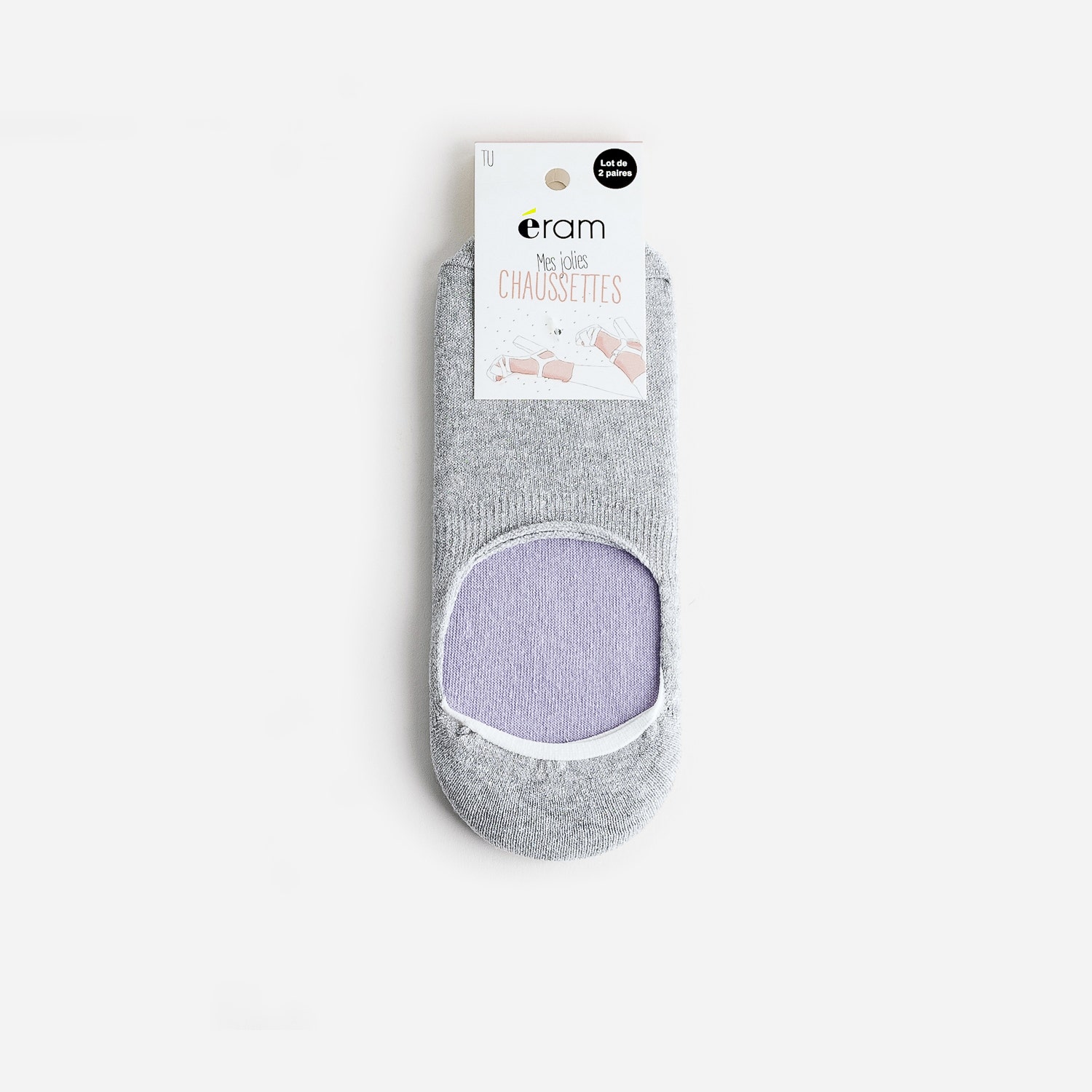 Chaussettes invisibles parme et gris argenté