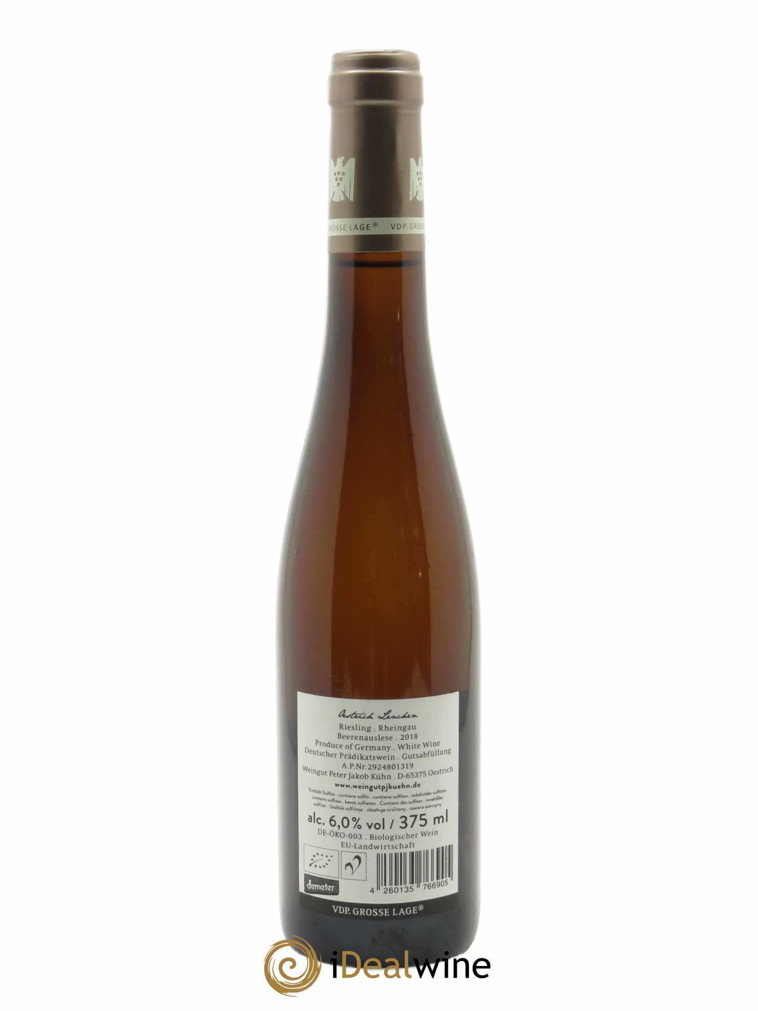 Rheingau Peter Jakob Kühn Lenchen Beerenauslese  2018 - Lot de 1 Demi-bouteille