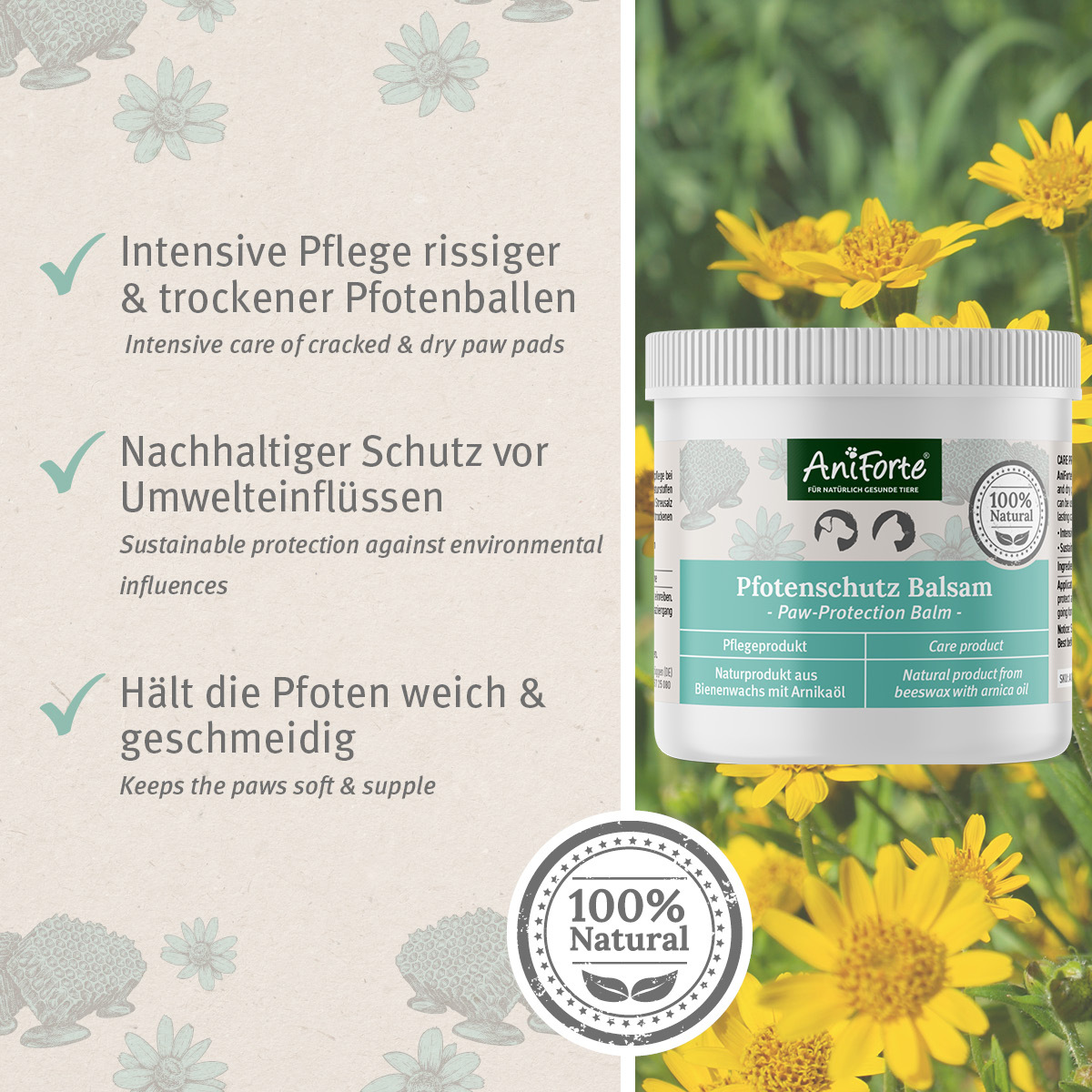 Aniforte Pfotenpflege Aniforte Pfotenschutz Balsam 120ml Sommer & Winter