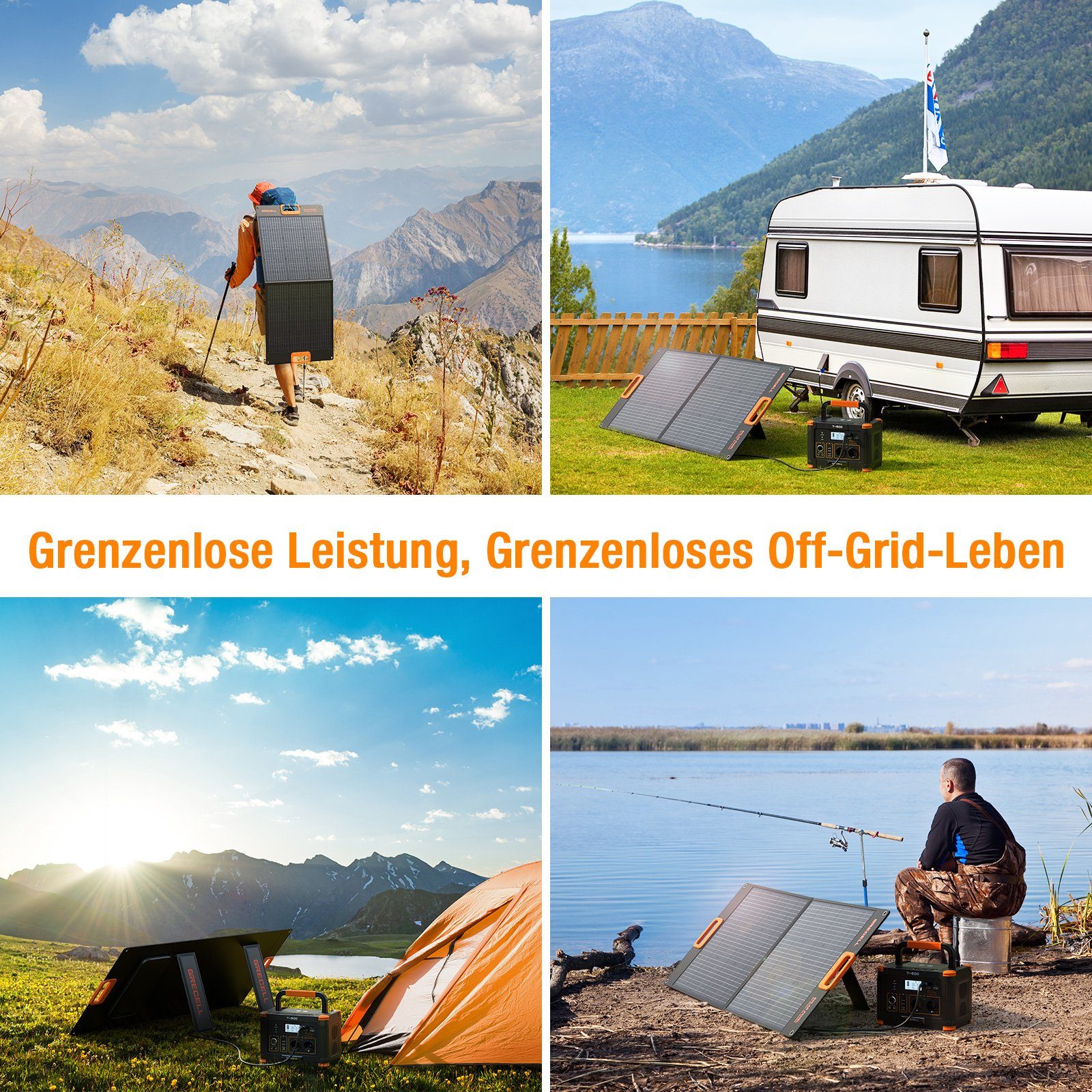 GRECELL Stromerzeuger 519Wh Tragbare Powerstation mit 100W Solarpanel, 0,50 in kW, (1-tlg), 500W Solar Generator für Outdoor Camping