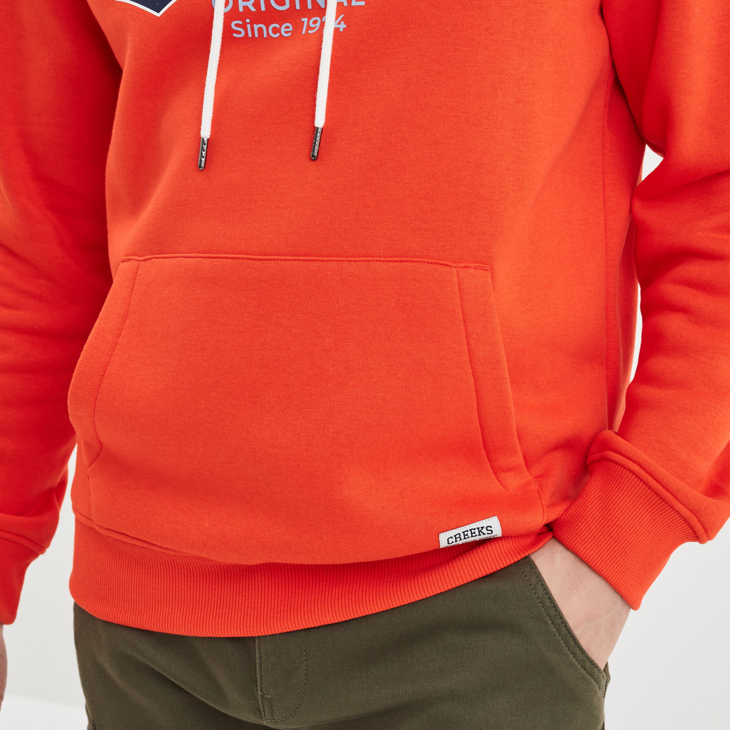 Sweat à capuche hoodie Creeks orange homme | La Halle